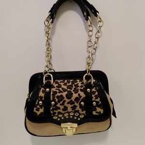 Mark Faux Suede Animal Print Gold Chain Shoulderba